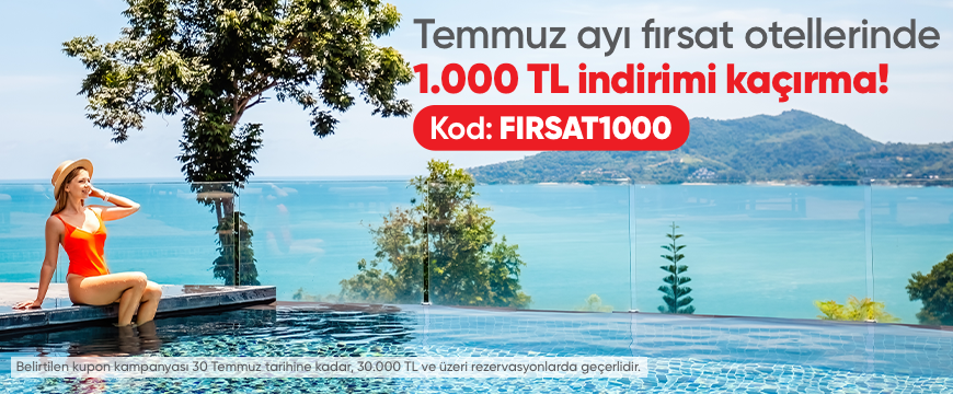 Yurt İçi Otellerinde 1000 TL İndirim!