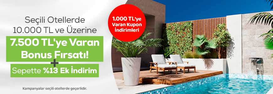Seçili Otellerde Bonus'a Özel Sepette Ek İndirim