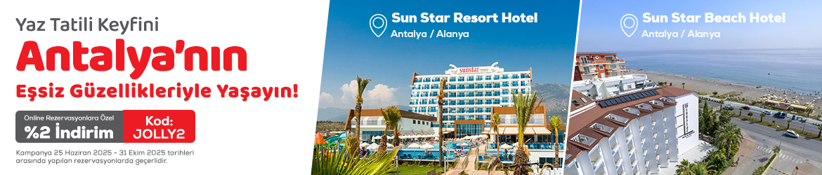 <font color="#666666" face="Poppins, sans-serif"><span style="font-size: 15px;">Kampanya, 25 Haziran 2025 – 31 Ekim 2025 Tarihleri Arasında Sun Star Beach Hotel ve Sun Star Resort Hotel Rezervasyonlarında Geçerlidir</span></font>