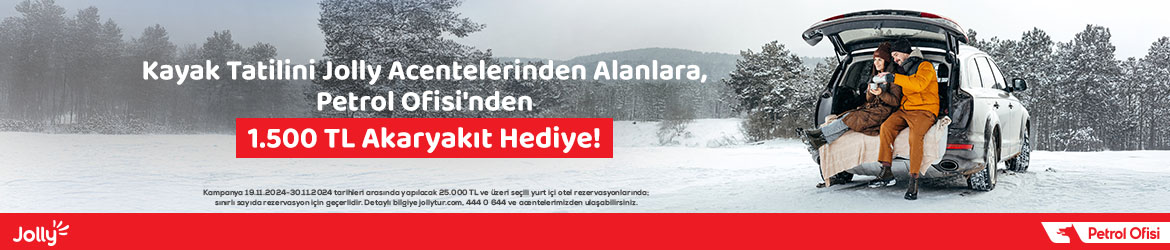 Kayak Tatilini Jolly Acentelerinden alanlara Petrol Ofisinden 1500 TL Akaryakıt Hediye!